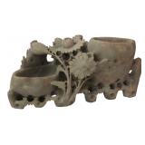 Carved Soapstone Floral Brush Washer 7.5"
