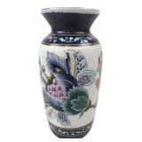 Asian Crackle Glaze Floral Moriage Vase
