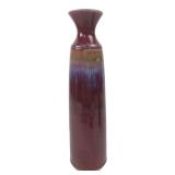 Studio Pottery Flared Rim Drip Glaze Vase 11" H
