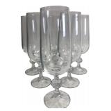 Set of 6 Faceted Stem Champagne Flutes
