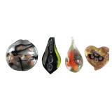 4 Assorted Art Glass Lampwork Pendants