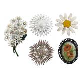 Monet & Assorted Vintage Floral Brooch Lot