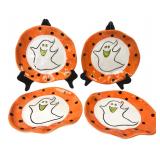 Set of 4 Ceramic Halloween Ghost Plates 9"