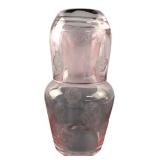 Pink Glass Frosted Rose Tumble-Up Carafe Set