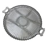 Clear Glass Ribbed Divided Relish Tray 12.5"