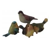 Set of Four Painted Bird Figurines