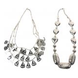Silver-Tone Sailboat & Puffy Heart Necklaces