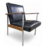 Designcraft Metal MCM Black Vinyl Armchair