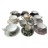 Mixed Lot English Bone China Teacups & Saucers