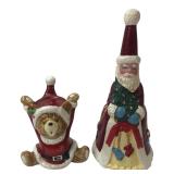 Otagiri Ceramic Santa Bell & Bear Figure
