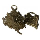 Ornate Cast Brass Letter/ Napkin Holders