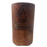 Antique Turned Wood Crayon Container with Crayons