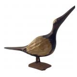 Carved Wood Shorebird Figurine 9"H