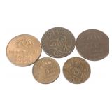 Group of 5 Swedish Gustaf V & VI ï¿½re Coins