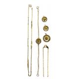 Gold-Tone Reverse Painted Sunflower Jewelry Lot
