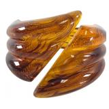 West Germany Amber Lucite Bypass Cuff Bracelet