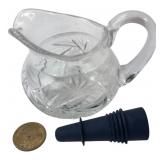 Mixed Lot: Cut Glass Pitcher, Stopper, $1 Coin