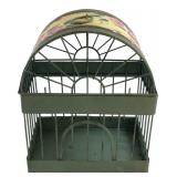Painted Metal Floral Decorative Birdcage 12" H