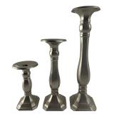 IHI Set of 3 Brushed Nickel Candlesticks