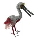 Wire & Bead Roseate Spoonbill Sculpture 10.5" H