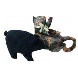 Handmade Plaid Pig & Floral Cat Soft Toys