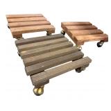 Wooden Rolling Plant Caddies 11.5 x 12"