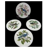 Set of 4 Ceramic Bird Coaster Trivets 6" Dia