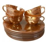 Fire-King Peach Luster Laurel Plates & Cups