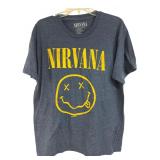 Nirvana Smiley Face Graphic Tee Blue Size L
