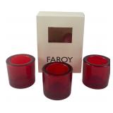 Faroy Red Glass Candle Holders & Candles Set