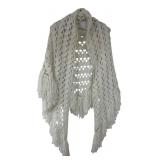 White Crocheted Fringe Shawl Wrap