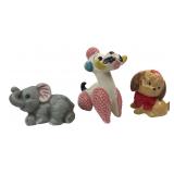 3 Ceramic Animal Figurines Homco Japan 3-5"H