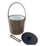 Irvinware Faux Wood Grain Ice Bucket & Tongs