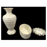 Lenox Fine Ivory China Athenian Vase & Oval Bowl