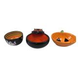Set of 3 Ceramic Halloween Candy Bowls 3"H