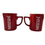 Nescafï¿½ Pair of Red Ceramic Coffee Mugs