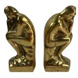 Pair of Brass Stylized Thinker Bookends