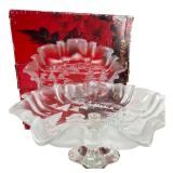 Mikasa Frosted Glass Holiday Pedestal Bowl