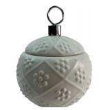 7" White Ceramic Christmas Ornament Trinket Jar