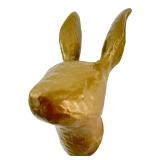 Gold Cast Metal Rabbit Hare Head Wall Mount 10"H
