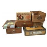 6 Assorted Wooden Cigar and Tea Boxes