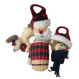 4pc Christmas Decor Lot Plush & Mitten Basket