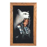 Signed Native American Velvet Painting 23x14