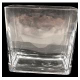 Clear Glass Rectangular Block Vase 6x2x6" H