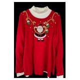 Embellished Santa Shirt & mock neck white Top