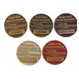 5 Detroit Auto Show Lapel Pins 1978-1986