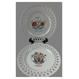 Berggren Reticulated Folk Art Plates, Pr., 9 1/4"