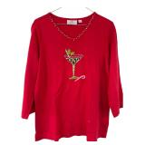 Holiday Martini rhinestone Top Sz S