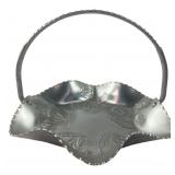 Embossed Rose Pattern Aluminum Basket, 8x5" H