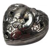 Silver-Tone Pierced Heart Trinket Box